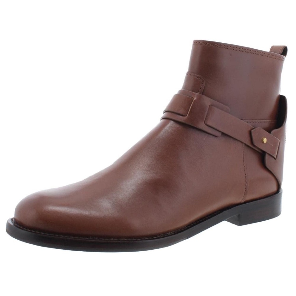 Tory Burch Colton Flat Bootie Leather Shoes Almond Brown Size 9 NEW